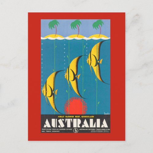 Australia with Fish Travel Postcard