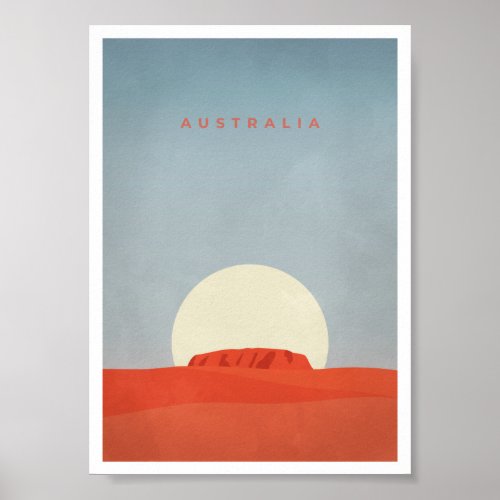 Australia with Sunset  Ayers RockUluru  Poster