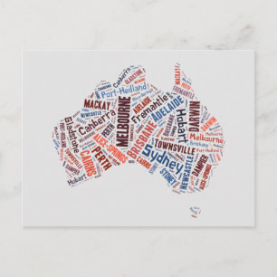 Australia Word Art Postcard