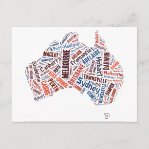 Australia Word Art Postcard