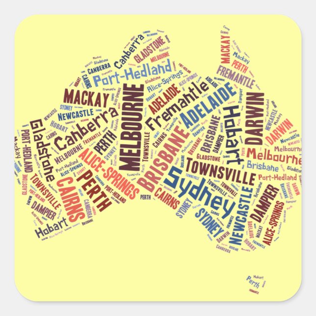 Australia Word Art Square Sticker (Front)