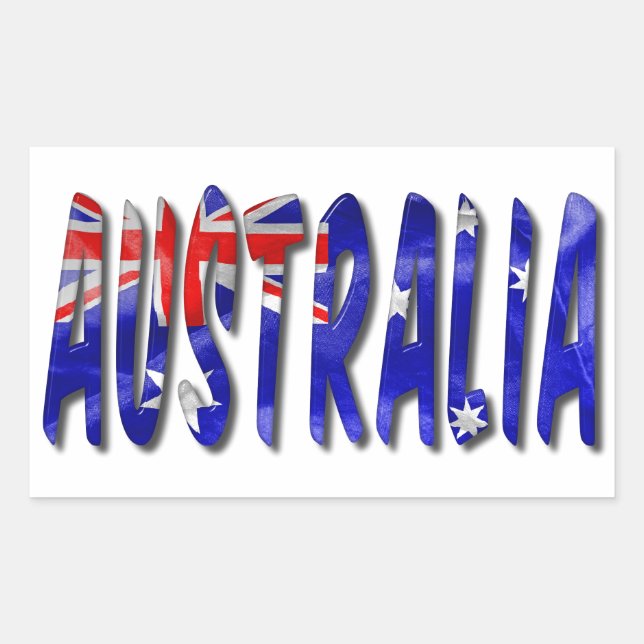 Australia Word With Flag Texture Rectangular Sticker (Front)