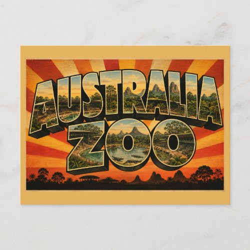 Australia Zoo Queensland Vintage Travel Art Postcard