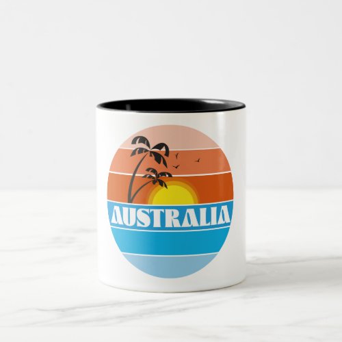 Australian 80s sunset retro logo Two_Tone coffee mug