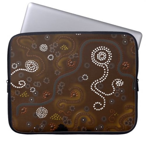 Australian Aboriginal Art Desert Snake Waterholes Laptop Sleeve