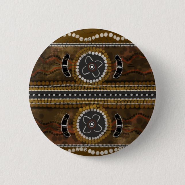 Australian Aboriginal Art - Food Gathering Pinback Button (Front)