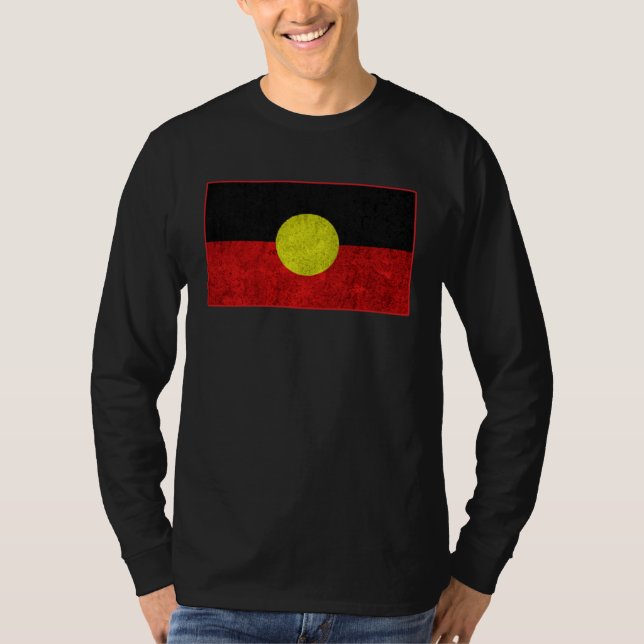 Australian Aboriginal Distressed Flag Aborigines T-Shirt (Front)