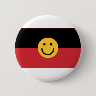 Australian Aboriginal flag with Smile face Button
