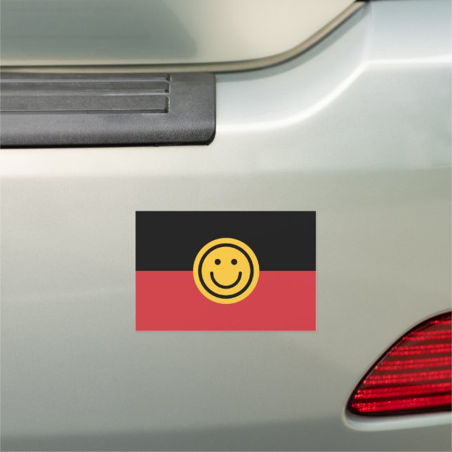 Australian Aboriginal flag with Smile face Car Magnet (In Situ)