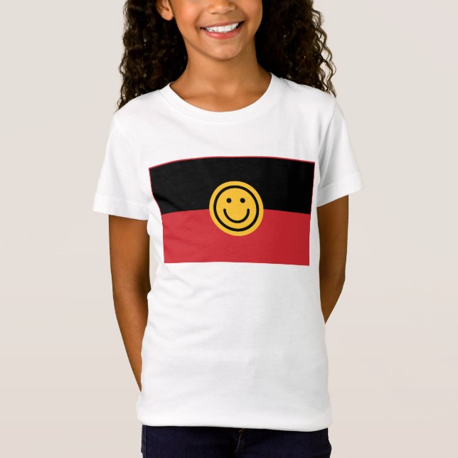 Australian Aboriginal flag with Smile face T-Shirt (Front)