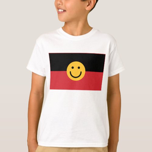 Australian Aboriginal flag with Smile face T_Shirt
