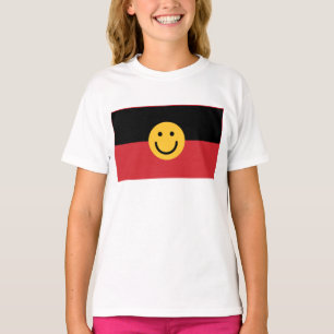 Australian Aboriginal flag with Smile face T-Shirt