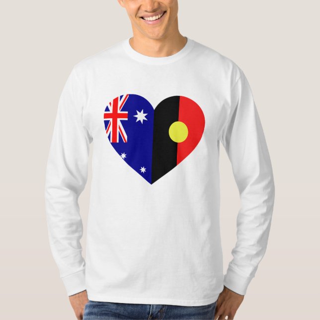 Australian Aboriginal Heart Flags T-Shirt (Front)