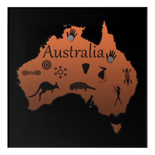australian aboriginal map with symbols acrylic print