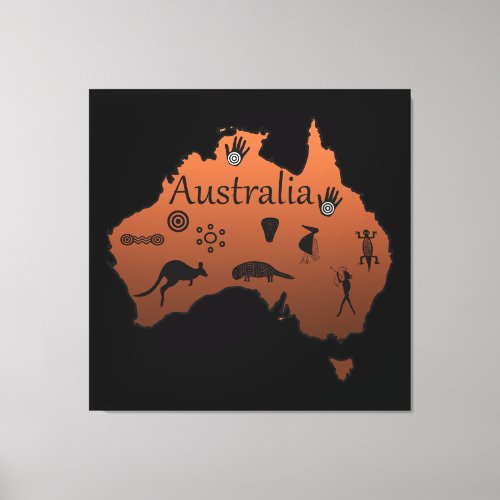 australian aboriginal map with symbols canvas print