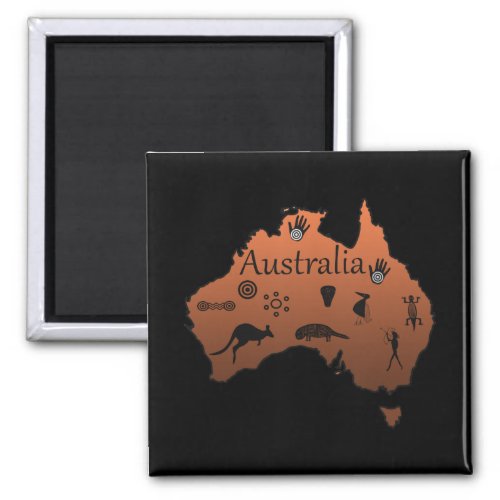 australian aboriginal map with symbols magnet