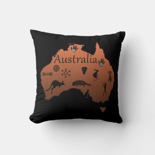 australian aboriginal map with symbols throw pillow
