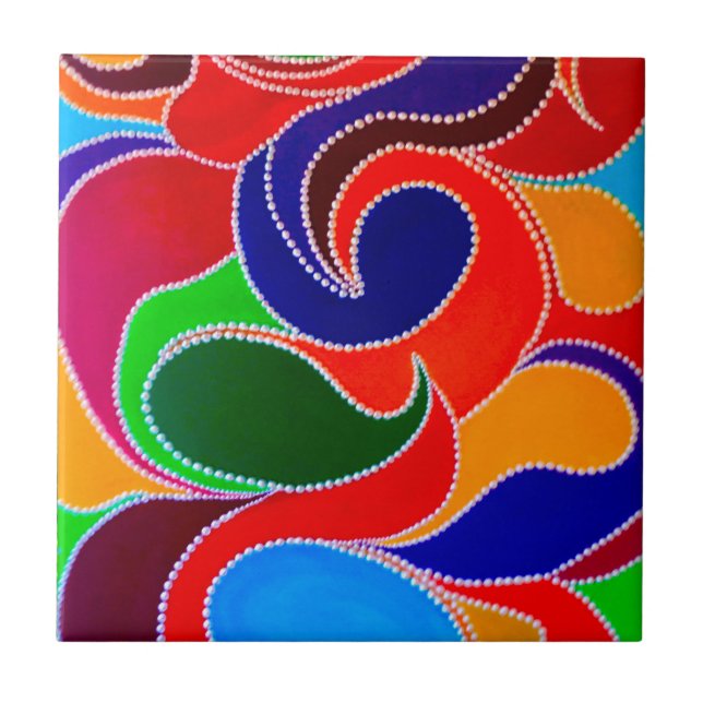 Australian Aboriginal Rainbow Dreamtime Tile (Front)