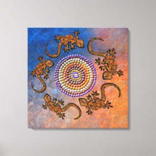 Australian Aboriginal-style Gecko Circle of Life Canvas Print
