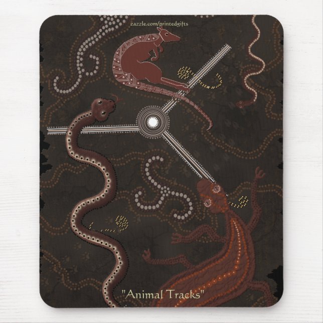 Australian Aboriginal Style Kangaroo & Lizards Mouse Pad (Front)