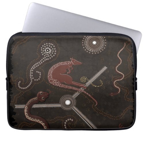 Australian Aboriginal Style Kangaroo  Snakes Laptop Sleeve