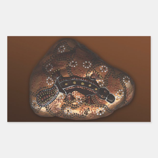 Australian Aboriginal-style Platypus Art Rectangular Sticker (Front)