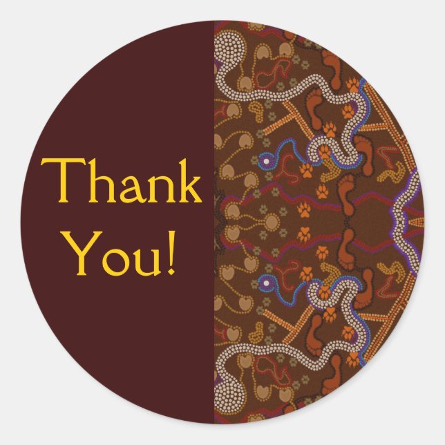 Australian Aboriginal-style Walkabout Art Design Classic Round Sticker (Front)