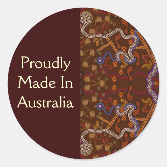 Australian Aboriginal-style Walkabout Art Design Classic Round Sticker (Front)