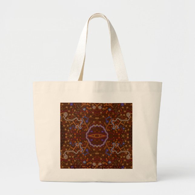 Australian Aboriginal-style Walkabout Art Design Large Tote Bag (Front)