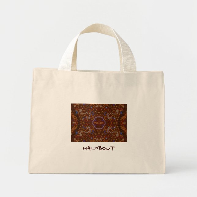 Australian Aboriginal-style Walkabout Art Design Mini Tote Bag (Front)