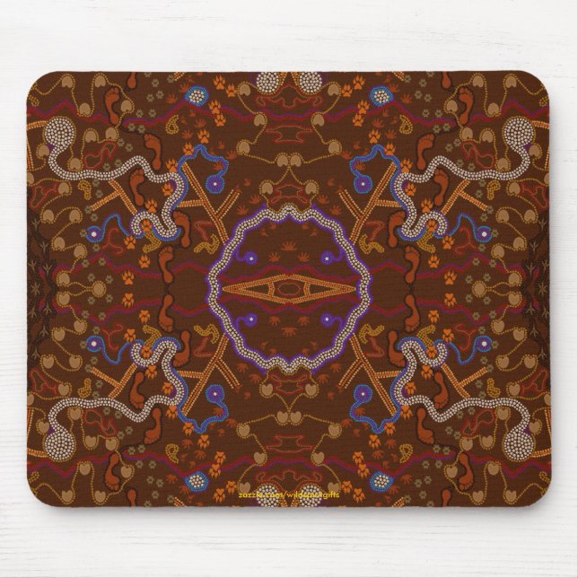 Australian Aboriginal-style Walkabout Art Design Mouse Pad (Front)