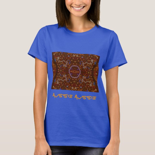 Australian Aboriginal-style Walkabout Art Design T-Shirt (Front)