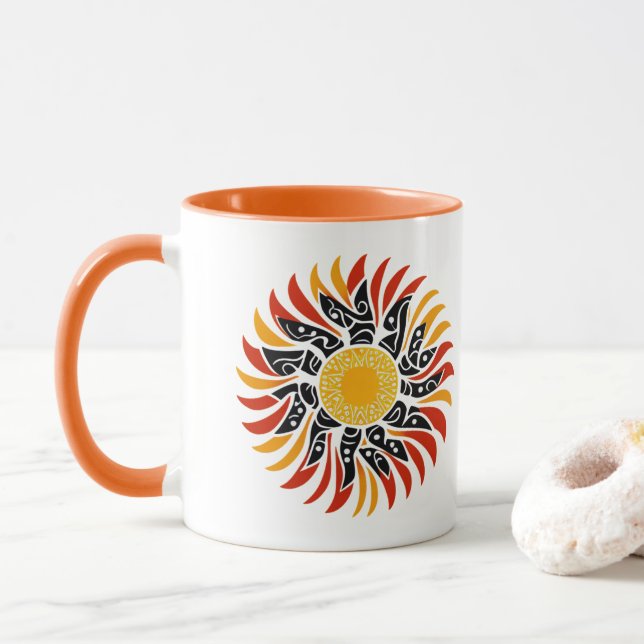 Australian Aboriginal Sunshine Art Mug (With Donut)