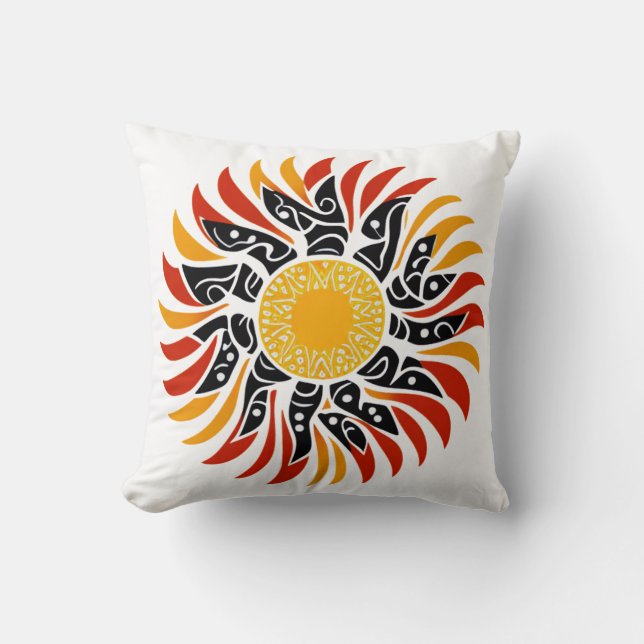 Australian Aboriginal Sunshine Art Throw Pillow (Front)