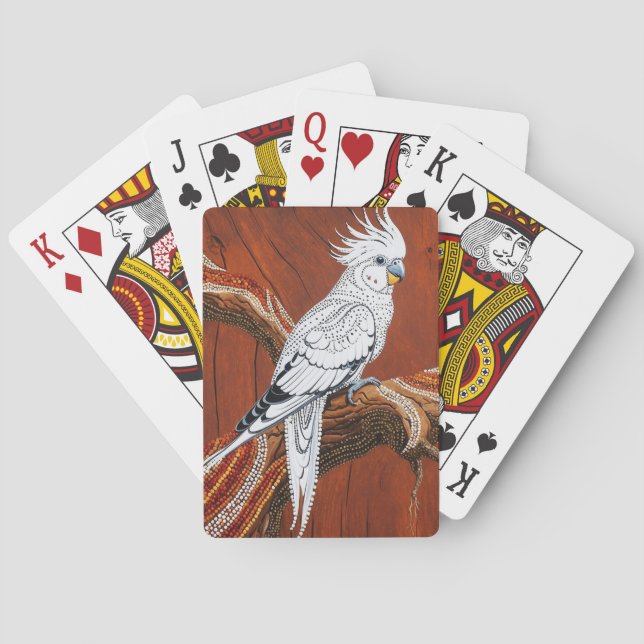 Australian Aboriginal-themed Cockatiel Poker Cards (Back)