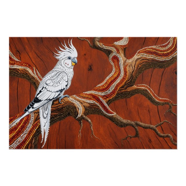 Australian Aboriginal-themed Cockatiel Poster (Front)