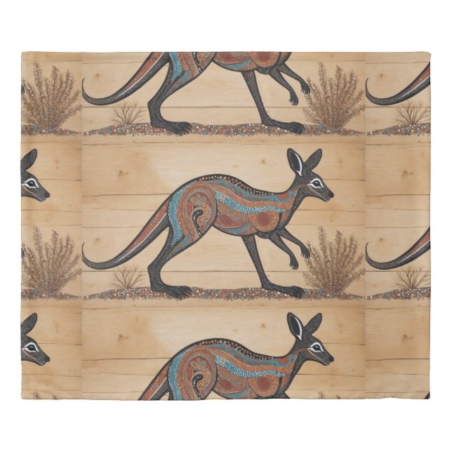 Australian Aboriginal-themed Kangaroo Duvet Cover (Front)