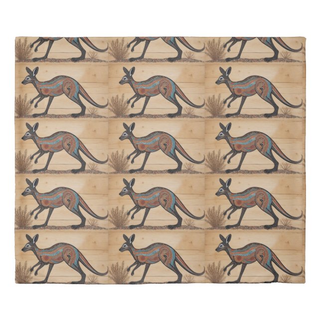 Australian Aboriginal-themed Kangaroo Duvet Cover (Front)