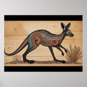 Australian Aboriginal-themed Kangaroo Poster