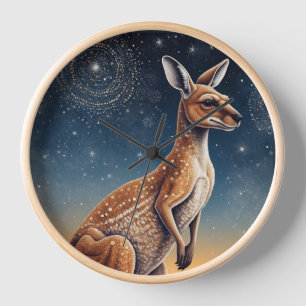 Australian Aboriginal-themed Kangaroo Scene Clock