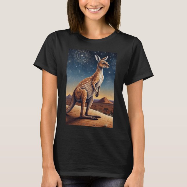 Australian Aboriginal-themed Kangaroo Scene T-Shirt (Front)