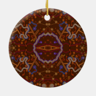 Australian Aborigine Walkabout with Animal Tracks Ceramic Ornament