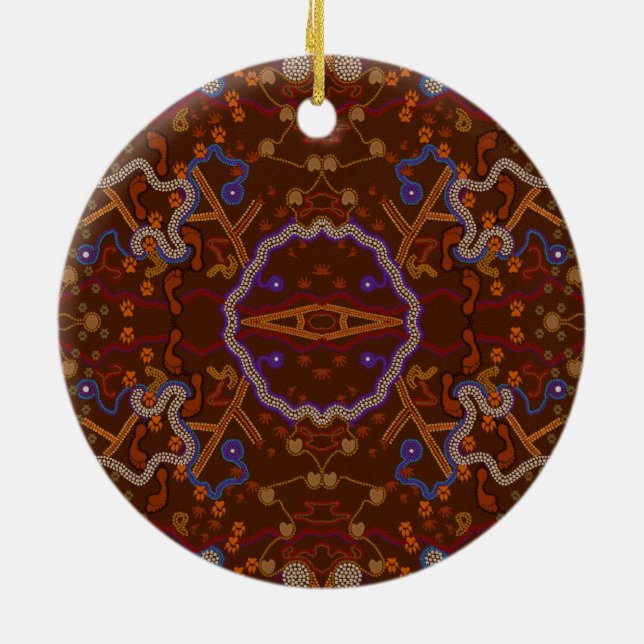 Australian Aborigine Walkabout with Animal Tracks Ceramic Ornament (Back)