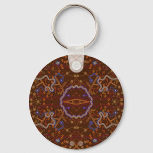Australian Aborigine Walkabout with Animal Tracks Keychain