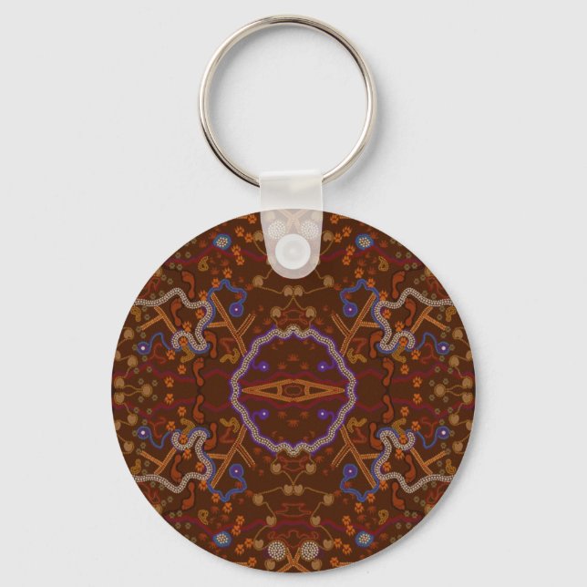 Australian Aborigine Walkabout with Animal Tracks Keychain (Front)