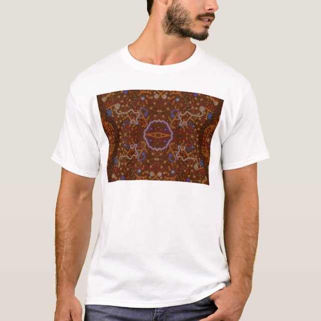 Australian Aborigine Walkabout with Animal Tracks T-Shirt (Front)