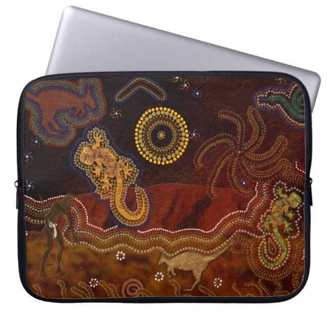 Australian Aborigines Hunting Kangaroo & Geckos Laptop Sleeve (Front)
