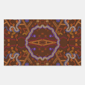 Australian Aborigines Walkabout with Animal Tracks Rectangular Sticker