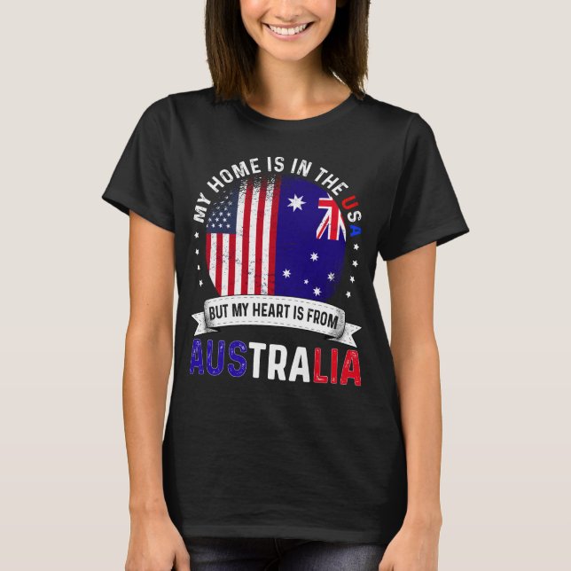 Australian American Flag Australian Roots USA T-Shirt (Front)
