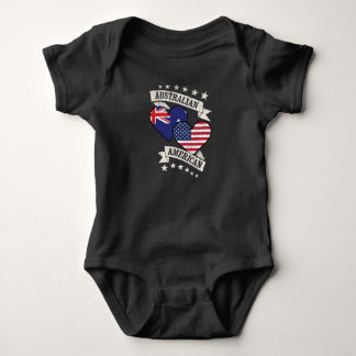 Australian American Heart Flags Australia America Baby Bodysuit